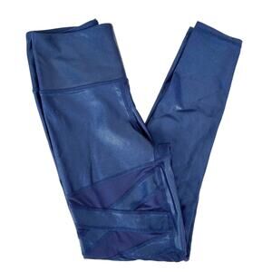 Body Language Navy Blue Coated Workout Leggings Sz M